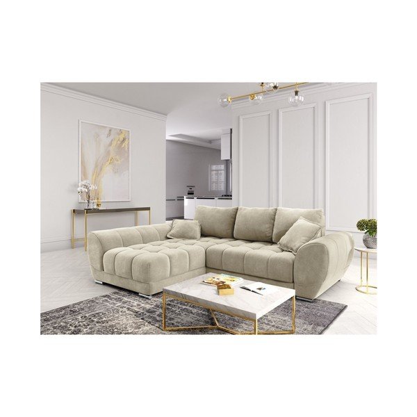Beżowy rozkładany narożnik z aksamitnym obiciem Windsor & Co Sofas Nuage, lewostronny-image-1