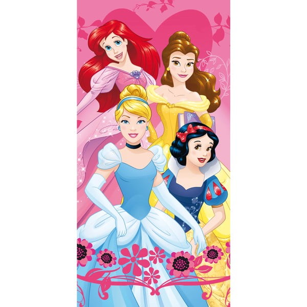 Różowy ręcznik dziecięcy frotte 70x140 cm Princesses – Jerry Fabrics