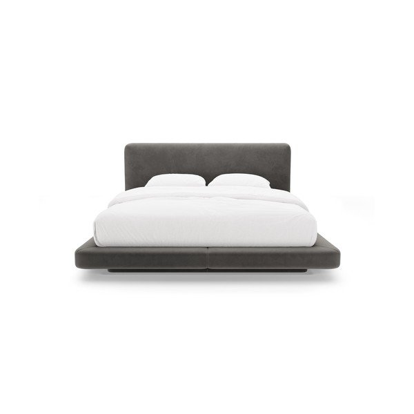 Ciemnoszare tapicerowane łóżko dwuosobowe 140x200 cm Linea – Micadoni -image-3