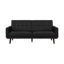 Czarna rozkładana sofa z imitacji skóry 200 cm Nola – Støraa