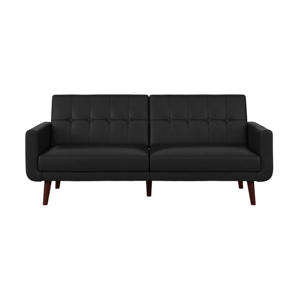 Czarna rozkładana sofa z imitacji skóry 200 cm Nola – Støraa