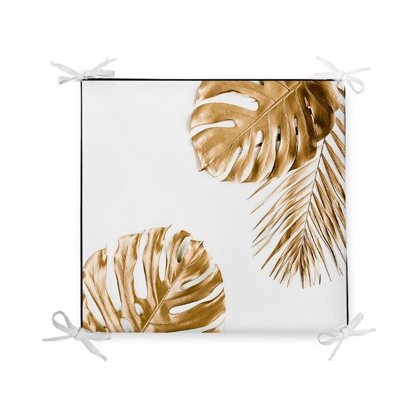 Poduszka na krzesło z domieszką bawełny Minimalist Cushion Covers Gold Leaves, 42x42 cm