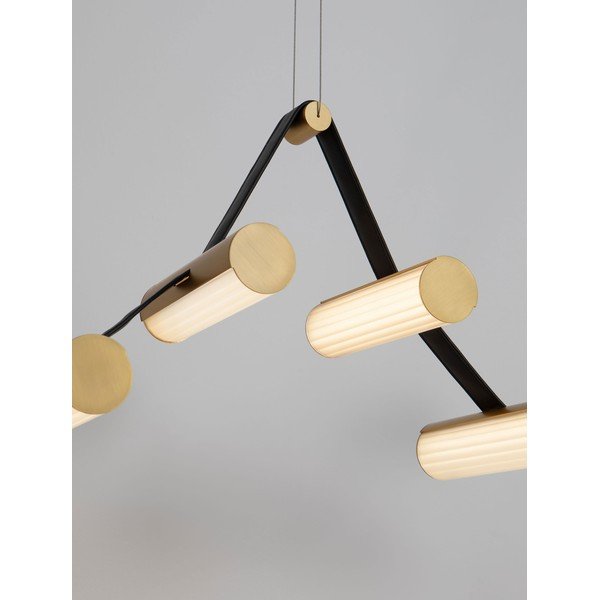 Aluminiowa lampa wisząca LED ze ściemniaczem w kolorze mosiądzu ze szklanym kloszem Luma – Nova Luce-image-2