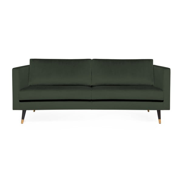 Ciemnozielona sofa 3-osobowa z mosiężnymi nogami Vivonita Meyer Velvet