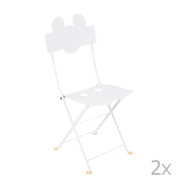Komplet 2 białych metalowych krzeseł ogrodowych Fermob Bistro Mickey