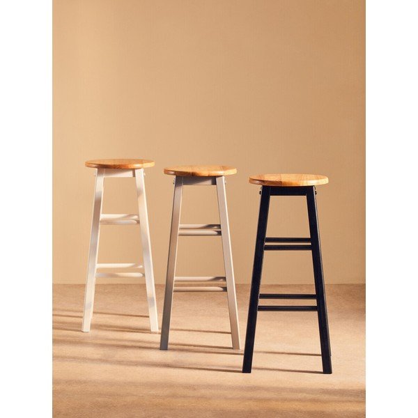 Biały/w naturalnym kolorze hoker z litego drewna kauczukowego (wysokość siedziska 74 cm) Chester – Premier Housewares-image-4