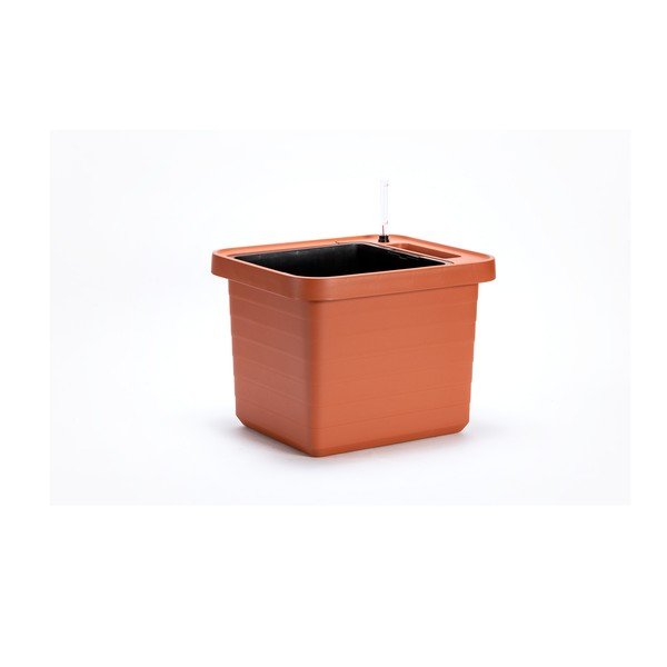 Duża donica z systemem nawadniania w kolorze terakoty Plastia Berberis UNO, 27 l-image-1