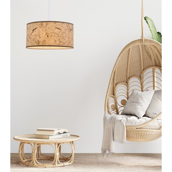 Beżowa lampa wisząca z tekstylnym kloszem ø 30 cm Papirus – Candellux Lighting-image-1