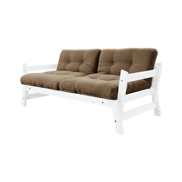 Sofa rozkładana z brązowym pokryciem Karup Design Step White/Mocca-image-1