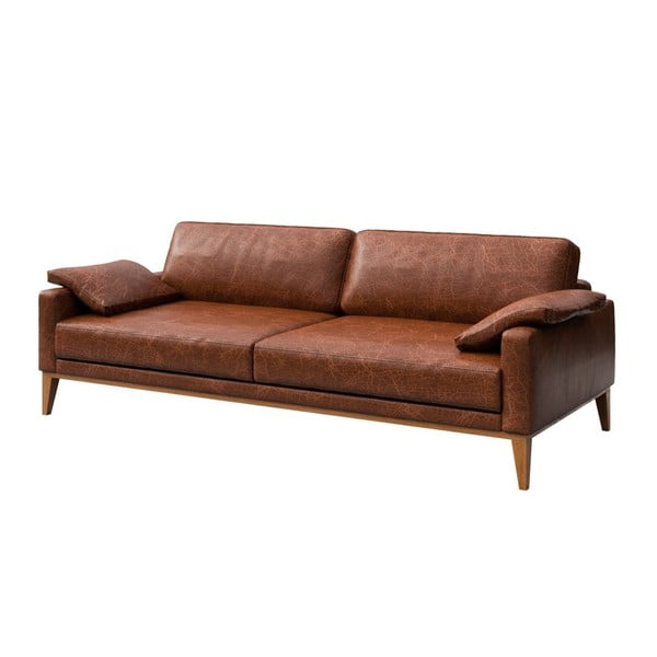 Karmelowa skórzana sofa trzyosobowa MESONICA Musso-image-2