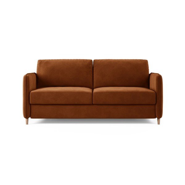 Aksamitna sofa do spania w kolorze terakoty 184 cm – Micadoni 
