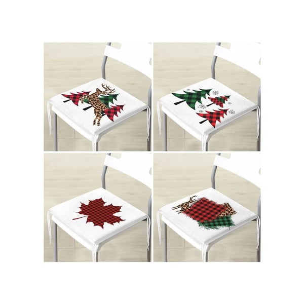 Poduszki na krzesła ze świątecznym motywem zestaw 4 szt. 40x40 cm Tartan – Mila Home-image-4
