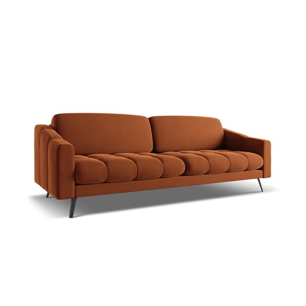 Pomarańczowa aksamitna sofa 238 cm Nalu – Makamii-image-2