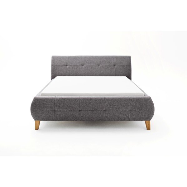 Antracytowe tapicerowane łóżko dwuosobowe ze schowkiem ze stelażem 180x200 cm Matheo – Meise Möbel-image-4