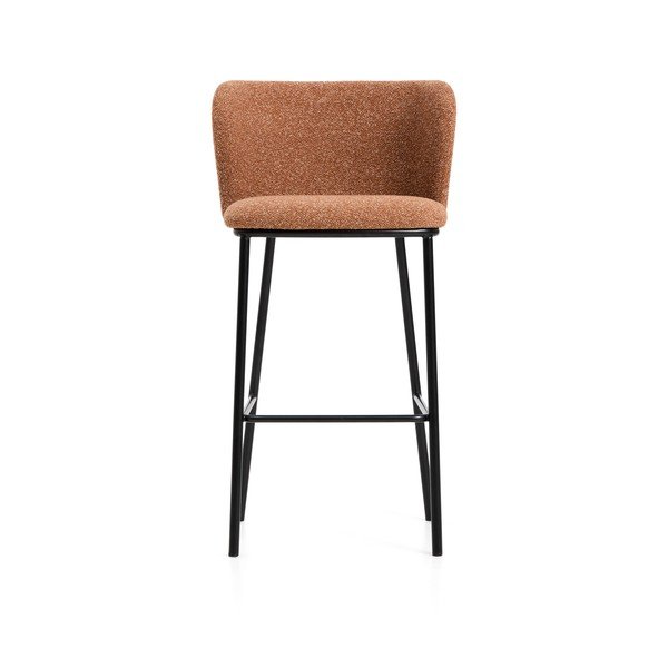Tapicerowany hoker w kolorze terakoty (wysokość siedziska 75 cm) Ciselia – Kave Home-image-3