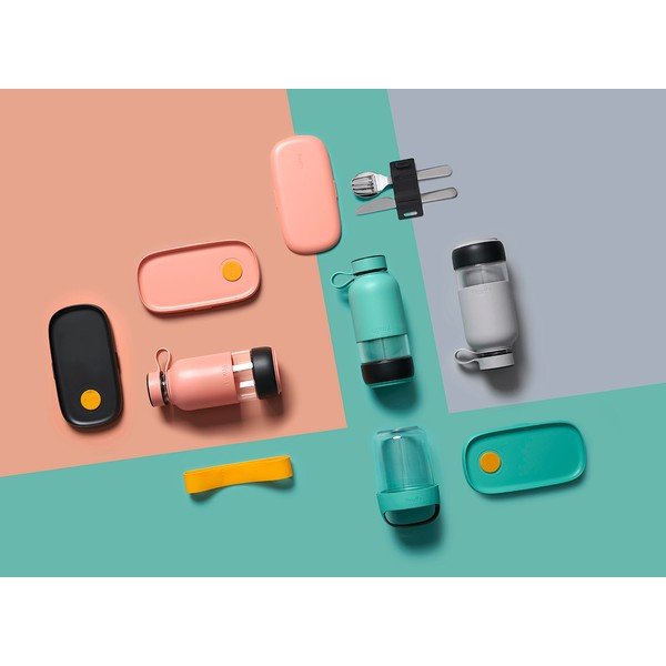 Turkusowa podróżna szklana butelka 500 ml To Go – Lékué-image-1