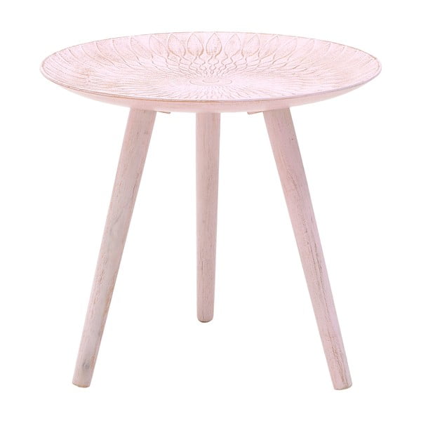 Różowy stolik z drewna brzozowego InArt Antique, ⌀ 44 cm