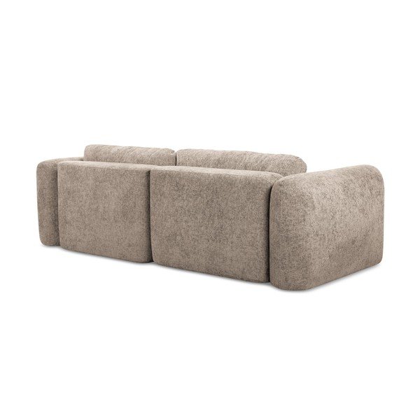 Jasnobrązowy narożnik rozkładany z tkaniny szenilowej ze schowkiem (lewostronny/z szezlongiem) Mele – Makamii-image-3