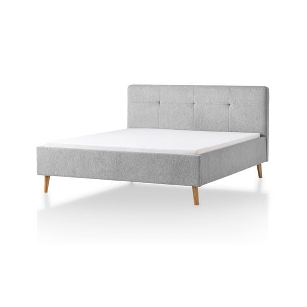 Jasnoszare tapicerowane łóżko dwuosobowe 180x200 cm Smart – Meise Möbel