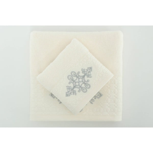 Komplet 2 ręczników Isle Cream Silver, 30x50 cm/50x90 cm