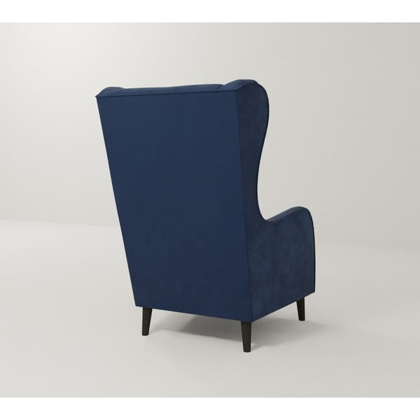 Ciemnoniebieski aksamitny fotel typu uszak Carole – Ropez-image-2