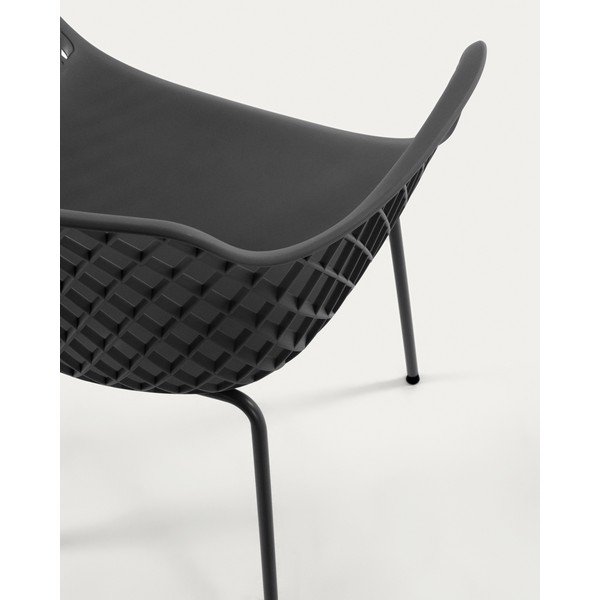 Ciemnoszare metalowe krzesło ogrodowe Quinn – Kave Home-image-3