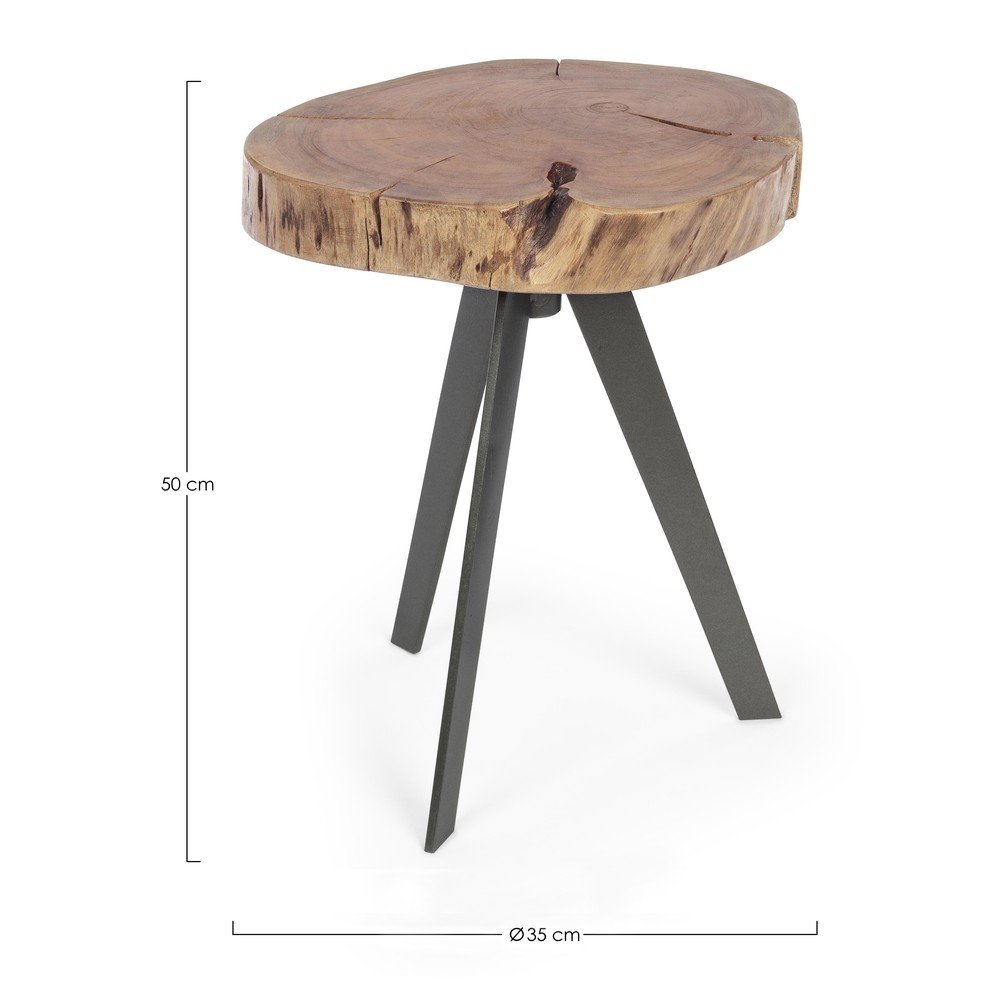 Czarno-naturalny stolik z blatem z drewna akacjowego ø 35 cm Aron – Bizzotto (zdjęcie 7)