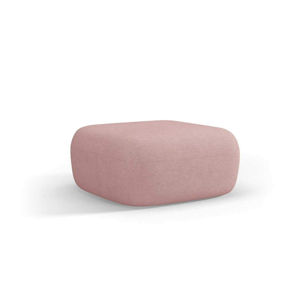 Jasnoróżowy puf z materiału bouclé Jenny – Micadoni