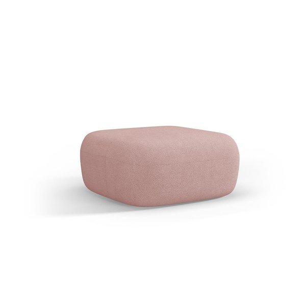 Jasnoróżowy puf z materiału bouclé Jenny – Micadoni 