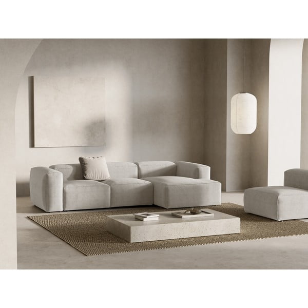 Beżowy sztruksowy narożnik (prawostronny/z szezlongiem) Bergamo – Cosmopolitan Design-image-1