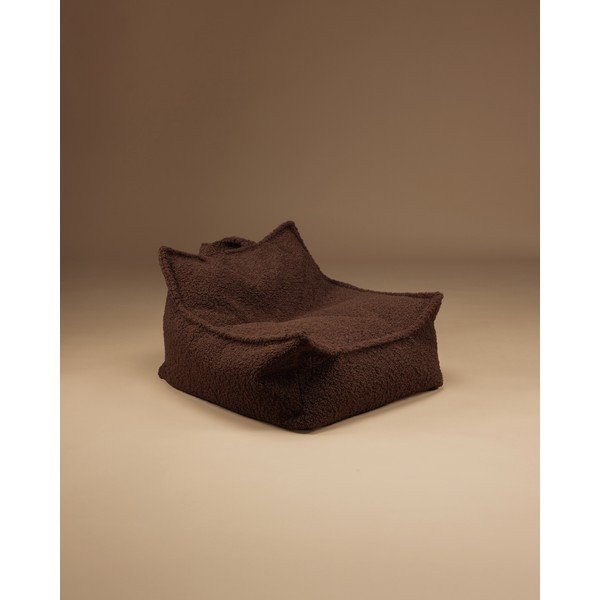 Ciemnobrązowy dziecięcy worek do siedzenia z materiału bouclé Warm Hazel – Wigiwama-image-2