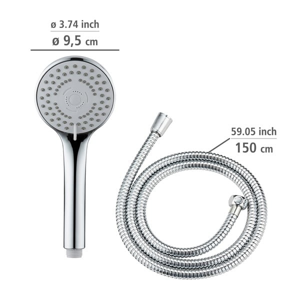 Słuchawka prysznicowa z wężem w kolorze srebra z połyskiem Basic Line – Wenko-image-4