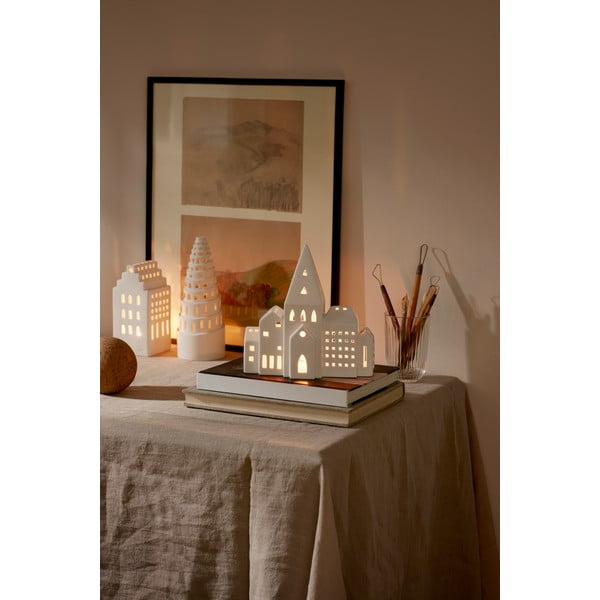 Biały ceramiczny świecznik Kähler Design Urbania Lighthouse City-image-4