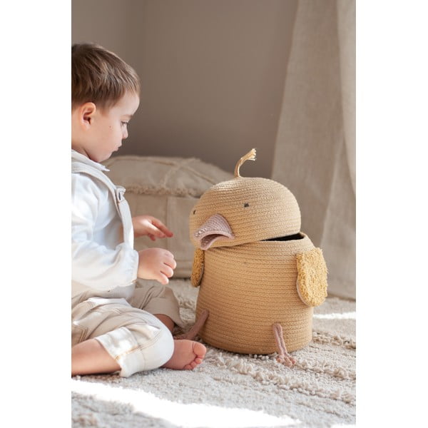 Żółty tekstylny dziecięcy kosz na zabawki ø 25x30 cm Charlie the Chicken – Lorena Canals-image-3