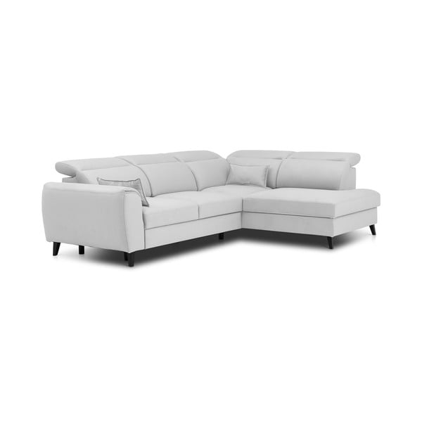 Biały aksamitny rozkładany/ze schowkiem narożnik (prawostronny/w kształcie litery L) Noble – ELTAP-image-2