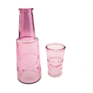 Różowa szklana karafka ze szklanką, 800 ml