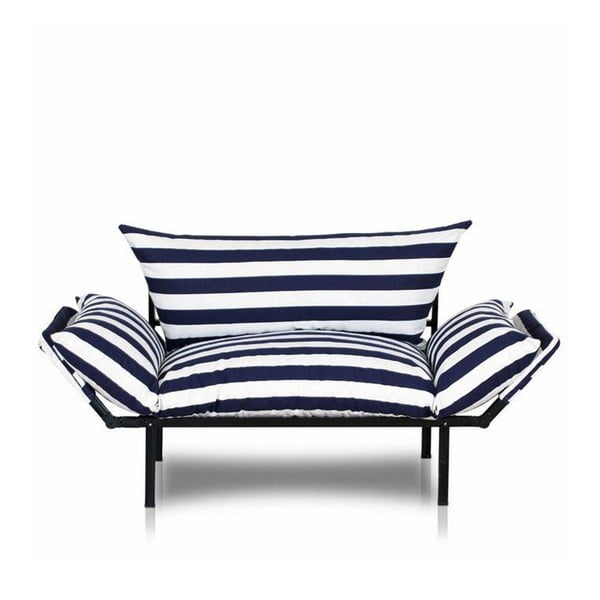 Niebiesko-biała sofa w paski Kate Louise Quinny