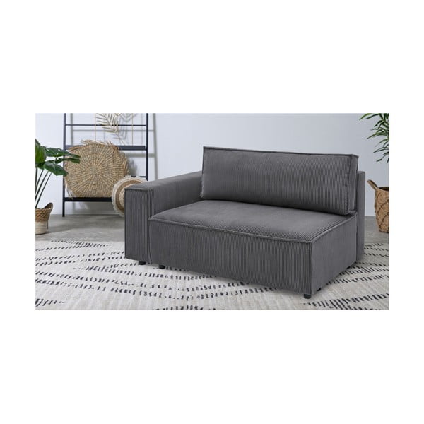 Ciemnoszary sztruksowy moduł sofy (lewostronny) Nihad modular – Bobochic Paris-image-1