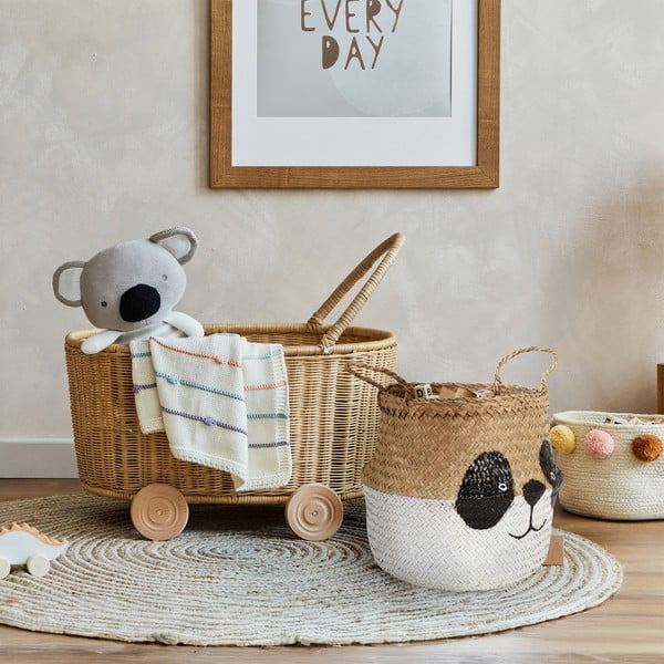 Biało-naturalny dziecięcy kosz na zabawki z trawy morskiej ø 25x24 cm Panda – Compactor-image-1