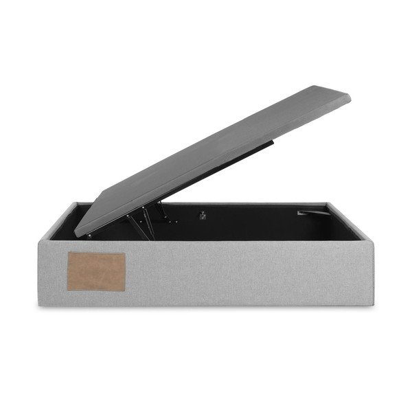 Szare tapicerowane łóżko jednoosobowe ze schowkiem 90x190 cm Matters – Kave Home-image-2