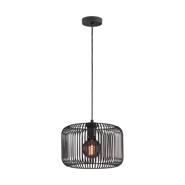 Czarna lampa wisząca z metalowym kloszem ø 30 cm Cage – Fischer & Honsel