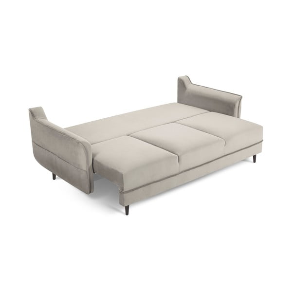 Beżowa aksamitna sofa rozkładana Kooko Home Basso-image-2
