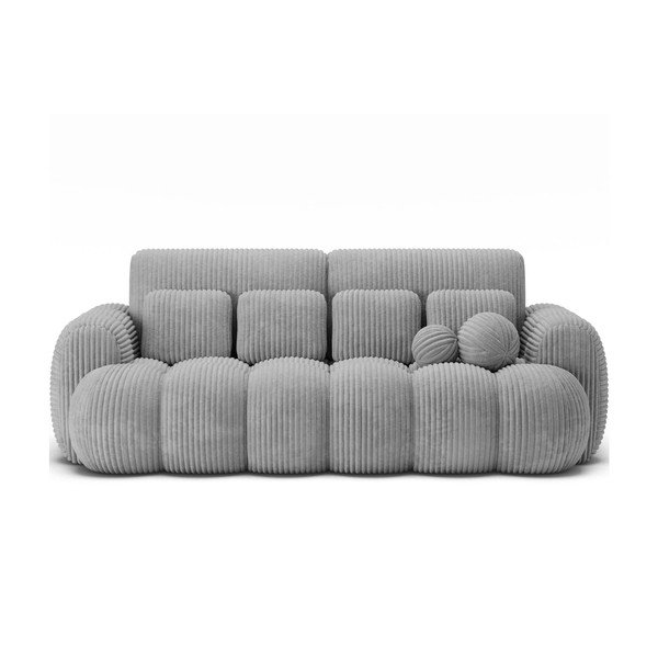 Szara sztruksowa rozkładana sofa 256 cm Cotonn – ELTAP