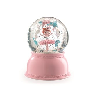 Rożowa lampka nocna w formie kuli śnieżnej Djeco Lila