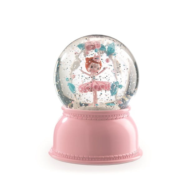 Rożowa lampka nocna w formie kuli śnieżnej Djeco Lila