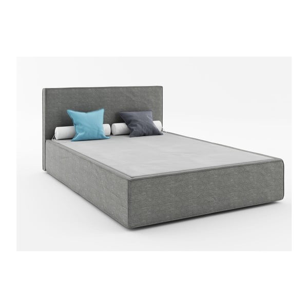 Ciemnoszare łóżko 2-osobowe Absynth Mio Soft, 160x200 cm