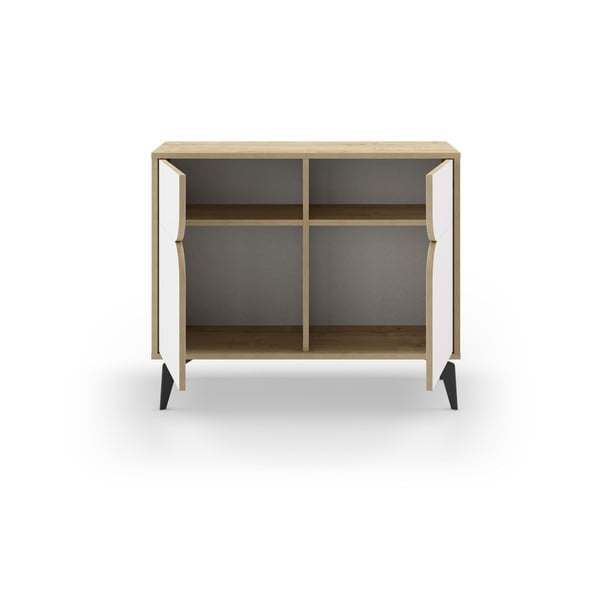 Biała szafka w dekorze dębu 95x79 cm Nola – Marckeric-image-3