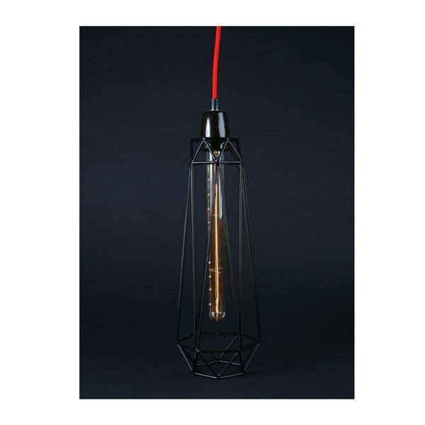 Czarna lampa wisząca z czerwonym kablem Filament Style Diamond #2-image-1