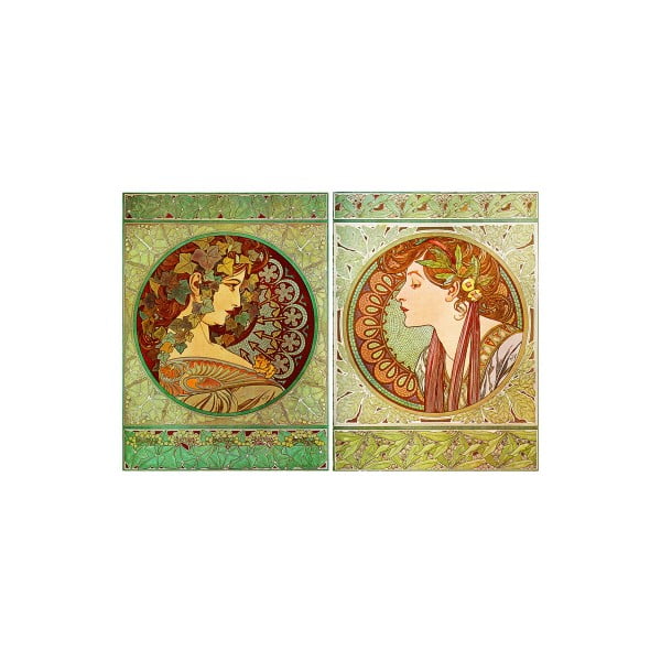 Zestaw 2 reprodukcji obrazów Alfonsa Muchy - Ivy And Laurel, 80x60 cm