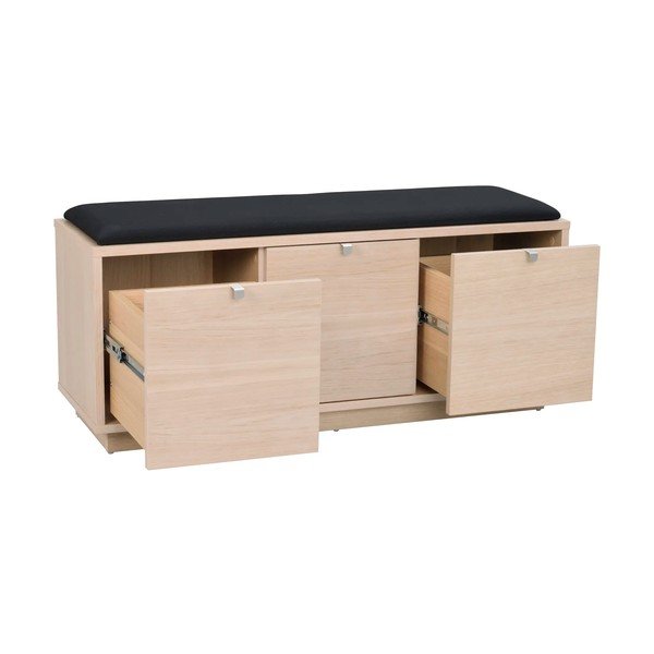 Czarno-naturalna szafka na buty w dekorze dębu z siedziskiem Confetti – Rowico-image-3